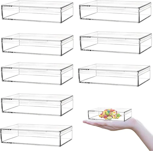 Miniatura 12 de KissYou Caja de acrílico con tapa, caja de exhibición transparente, 8 piezas de plástico cuadrado cubo transparente, caja de almacenamiento