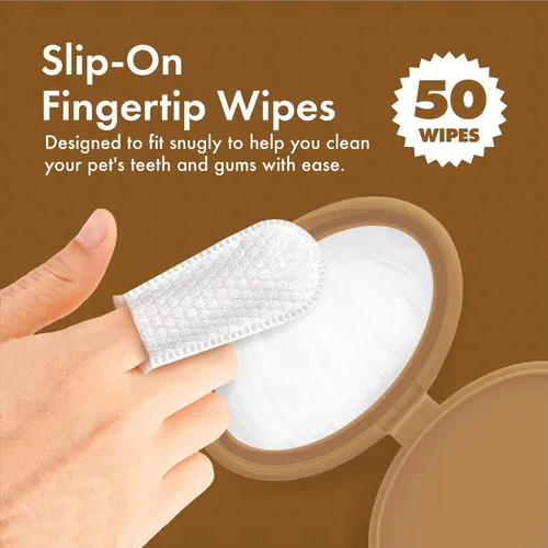 Miniatura 4 de Petkin Toallitas dentales para perros y gatos, 50 toallitas para dedos, sin cordones, ajuste cómodo, tela de microcerdas, limpia dientes, encías