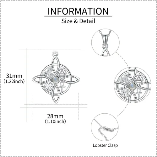 Miniatura 82 de YAFEINI Collar con dije de nudo de bruja de plata de ley, amuleto de bruja de cruz celta, regalo para mujer