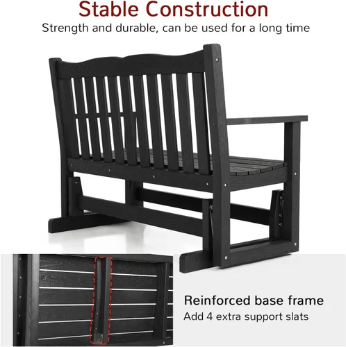 Miniatura 6 de Stoog Banco de columpio para exterior, todo clima HIPS con capacidad para 2 personas, banco de columpio de patio con capacidad de peso de 363 kg