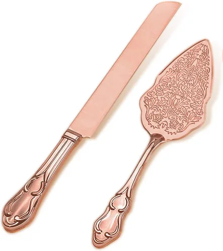 Strova Juego de servidor de pastel de boda de oro rosa - Cuchillo y servidor vintage para cortar pasteles para uso en eventos