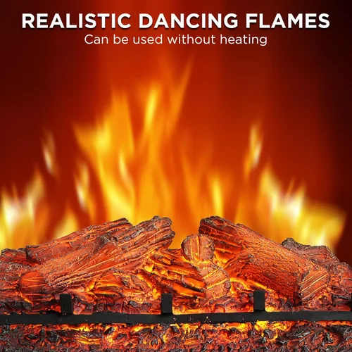 Miniatura 2 de TURBRO Eternal Flame - Troncos de chimenea eléctrica infrarroja, 23 pulgadas de cuarzo infrarrojo, calentador de leña con control remoto, cama