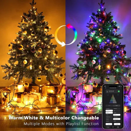 Miniatura 2 de BrizLabs - Luces de Navidad inteligentes, 100 luces LED que cambian de color, 33 pies, control por aplicación/voz, luces de árbol de Navidad