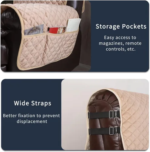 Miniatura 4 de Fundas de terciopelo reclinables antideslizantes, impermeables, grandes para sillas reclinables, para sillas de cuero, funda de sofá reclinable
