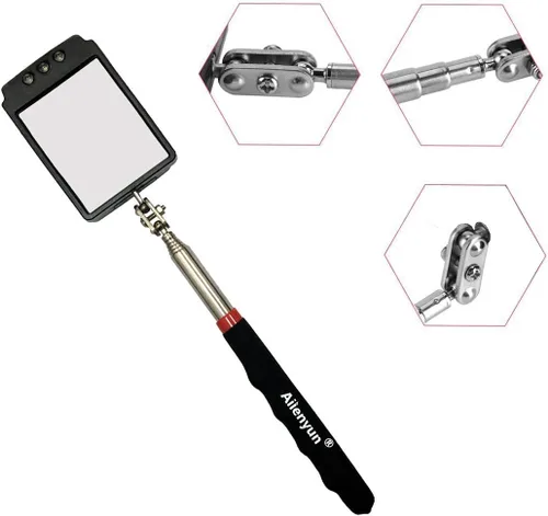 Miniatura 4 de Espejo de inspección telescópico con luz LED grande, telescópico, 360°, lámpara giratoria para mecánica automotriz, reparación, marcha atrás