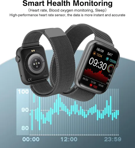 Miniatura 7 de EarlySincere Relojes inteligentes para hombres y mujeres, presión arterial, pantalla táctil completa HD de 1.9 pulgadas, monitor de actividad física