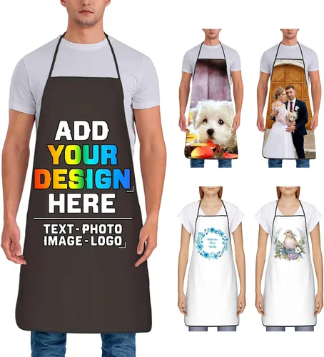 Miniatura 24 de Delantal personalizado para mujer, personalizado para añadir tu propio nombre, texto, logotipo, foto, chef, delantal de cocina para barbacoa