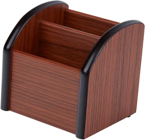 STOBOK Soporte para bolígrafo de madera para escritorio, caja de bolígrafos de madera, organizador de escritorio multiusos, soporte de lápiz de
