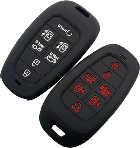 Funda de silicona para llavero inteligente de 7 botones para Hyundai Sonata Nexo 2021 2020 2019 Hyundai Tucson TQ8-F08-4F28 95440-L1500 (negro con