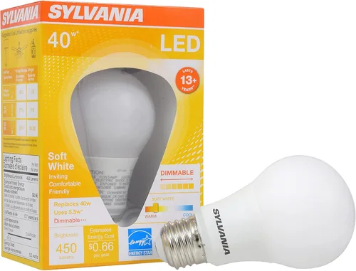 Miniatura 7 de Sylvania Ultra - Bombilla LED equivalente a 60 W A19, eficiente 9 W, base media, regulable, acabado esmerilado, 800 lúmenes, blanco brillante