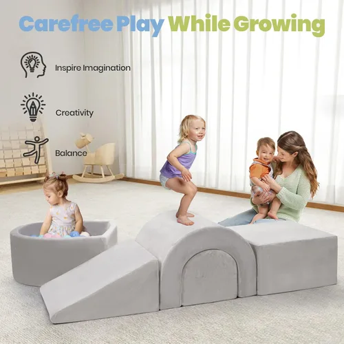 Miniatura 2 de Rinnebbit Bloques de escalada de espuma para niños pequeños, juego de 5 piezas para escalar túneles y gatear, juego de actividades en interiores
