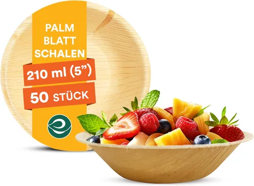 Miniatura 10 de ECO SOUL Cuencos desechables de hoja de palma como bambú, 5 onzas, redondo, paquete de 100 vajillas biodegradables y compostables para fiestas