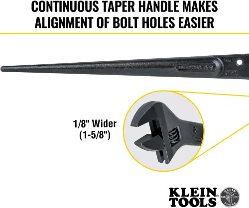 Miniatura 3 de Klein Tools 3239 - Llave de espiga ajustable, fabricada en Estados Unidos, 16 pulgadas de longitud, apertura de llave de 1-58, se adapta a tuercas
