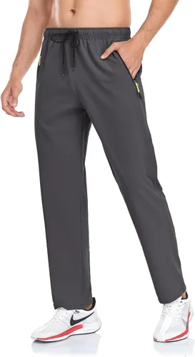 Miniatura 51 de Rapoo Pantalones ligeros para hombre con bolsillos con cremallera, secado rápido, pantalones deportivos de viaje para entrenamiento
