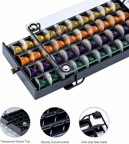 Miniatura 5 de ZCDCP Soporte para cápsulas de café, soporte para cápsulas originales de Nespresso, cajón de almacenamiento de cápsulas de café con parte superior