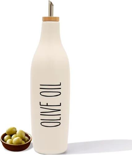 Miniatura 18 de HOMCDALY Juego de 2 dispensadores de aceite de oliva y vinagre, dos dispensadores de aceite de cerámica de 16 onzas para cocina, botella Negro