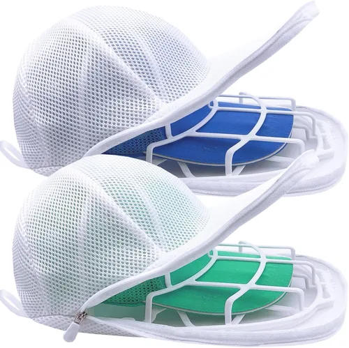 Miniatura 3 de Paquete de 3 arandelas de sombreros para lavadora, jaula de sombreros para lavar, bolsas de lavado de ropa para gorras de béisbol, limpiador