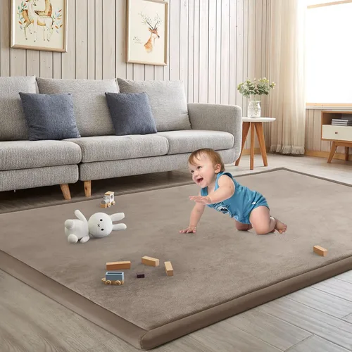 Miniatura 15 de Alfombra de juego para acostar al bebé, alfombrilla para guardería, tapete tipo tatami de espuma viscoelástica de 1.3 pulgadas de grosor, para bebés