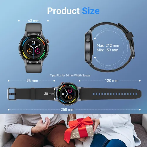 Miniatura 8 de Fitpolo Reloj inteligente para hombres y mujeres, pantalla táctil AMOLED de 1.3 pulgadas, rastreador de fitness, hacer/responder llamadas, monitor