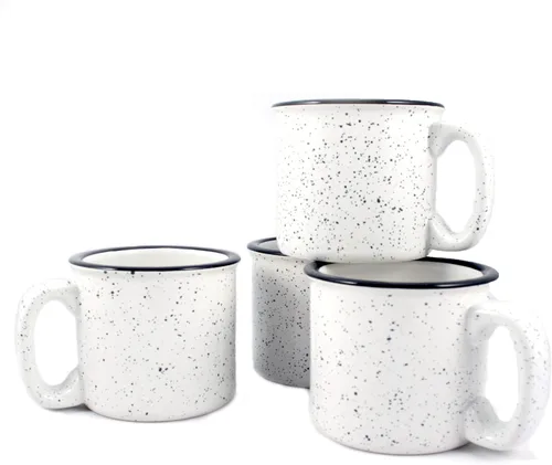 Miniatura 3 de Taza de cerámica para fogata, 15 onzas, juego de 4 (negro)