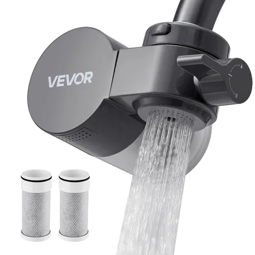 Miniatura 11 de VEVOR Filtro de agua de montaje en grifo, purificador de agua horizontal para grifo de fregadero, filtro de fibra de carbono certificado NSF, Gris