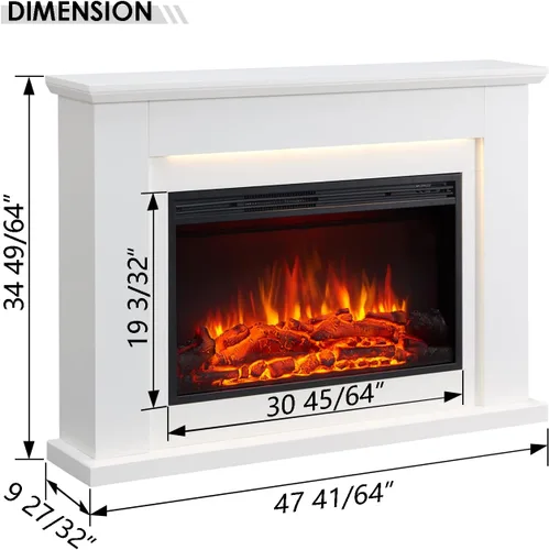 Miniatura 3 de LegendFlame® Harrison - Chimenea eléctrica con mantel envolvente de 48 pulgadas y inserto de Jaden de 31 pulgadas, acabado blanco crema