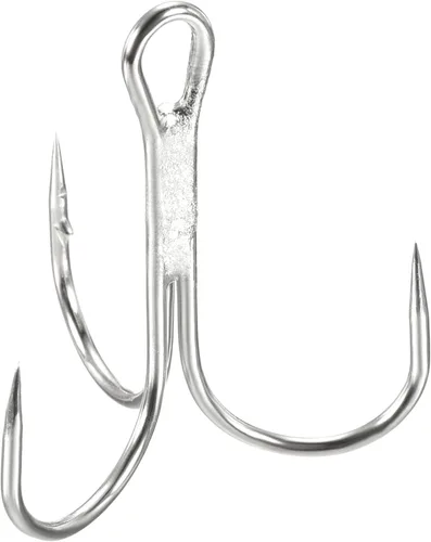 PATIKIL Anzuelos de pescado agudos de acero al carbono, gancho de curva redondo afilado Gancho de púas triple para agua dulce y salada Blanco