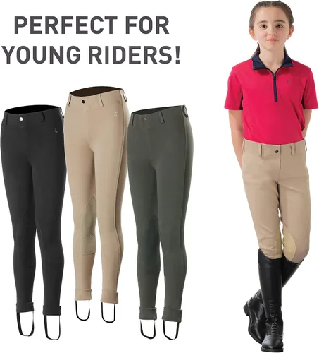 Miniatura 3 de HORZE Nora - Pantalones de equitación para niños con parches de piel sintética para niñas