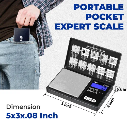 Miniatura 3 de American Weigh Scales Balanza de bolsillo digital 600 g x 0,1 g con pantalla LCD Gramo, onza, quilate, grano para monedas, joyas, piedras preciosas