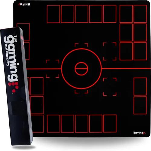 The Gaming Mat Company Tapete de juego compatible con 2 jugadores para cartas de Pokémon, 28.35 x 28.35 x 0.08 pulgadas, tapete de batalla negro y