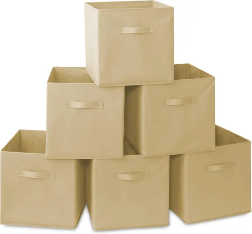 Miniatura 37 de Casafield juego de 6 cubos de almacenamiento plegables de tela, canastas de tela plegables de 11 pulgadas, para estantes, cubos organizadores
