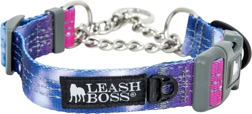 Miniatura 14 de Leash Boss Collar Martingale para perros – Cadena de acero Collar de nailon reflectante para perros grandes, medianos y pequeños Collar de Azul