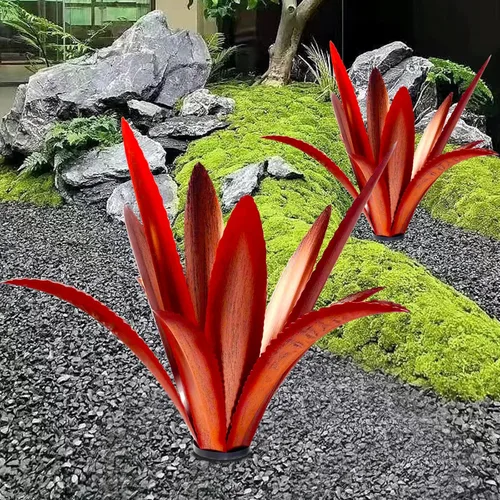 Miniatura 12 de TOMBABY Agave de Metal Agrandado Engrosado Resistente al Viento Arte de Jardín Planta de Metal Escultura Estatua de Jardín Rústico Decoración 12