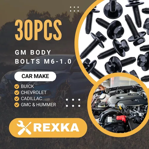 Miniatura 2 de Rexka 30 piezas M6-1.0 X 0.984 in Tornillos de cuerpo para GM Buick Cadillac Chevrolet Panel de moldura de puerta Raidator Niebla Bocina de lámpara