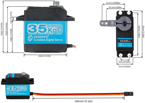 Miniatura 2 de ZOSKAY Servo motor sin núcleo de 35 kg de alto par con engranaje de metal, servo digital y engranaje de acero inoxidable, servo arduino