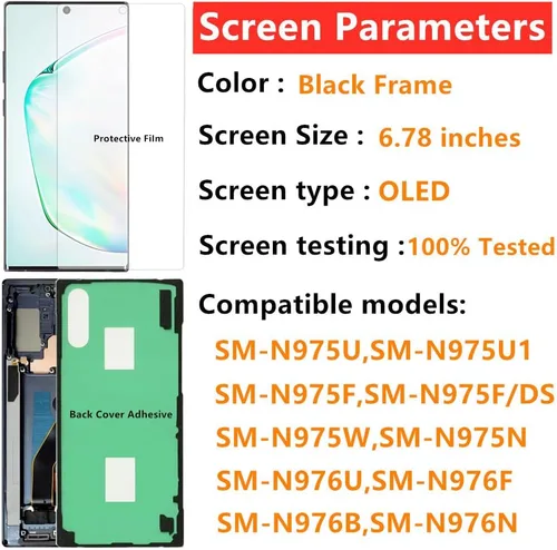 Miniatura 3 de OLED Screen Replacement for Samsung Galaxy NOTE10 Plus 5G for Samsung NOTE10PLUS SM-N975U SM-N976U LCD Display Digitizer Touch Assembly Support