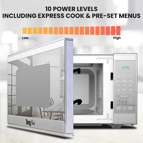 Miniatura 6 de Total Chef Horno microondas de 0.7 pies cúbicos - Microondas compacto de encimera, pequeño electrodoméstico de cocina de acero inoxidable