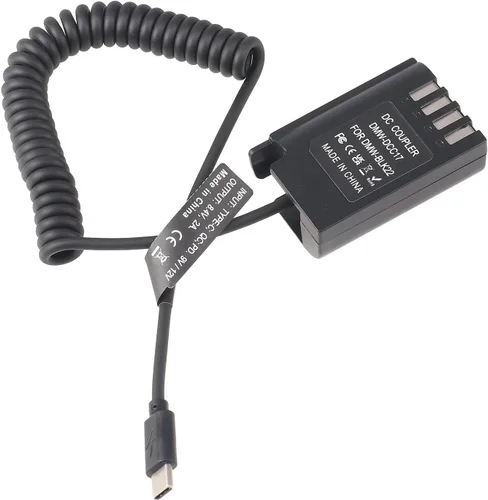 Miniatura 3 de FocusFoto USB 3.1 USB-C Tipo-C a DMW-BLK22/DMW-DCC17 Cable adaptador de alimentación de batería falsa decodificada para cámara Panasonic Lumix S5