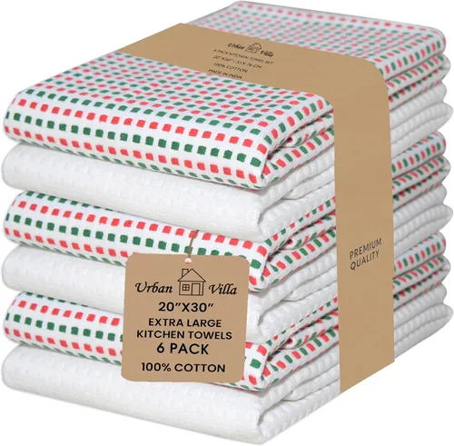 Miniatura 85 de Urban Villa Toallas de cocina 100% algodón, paquete de 6, altamente absorbentes, de secado rápido, súper suaves, de primera calidad, para cocina