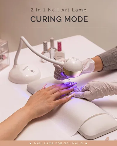 Miniatura 4 de MelodySusie Lámpara de uñas UV inalámbrica con cuello de cisne con ángulo de luz ajustable, S-Pro09M 2 en 1, recargable, secado rápido, seca todos