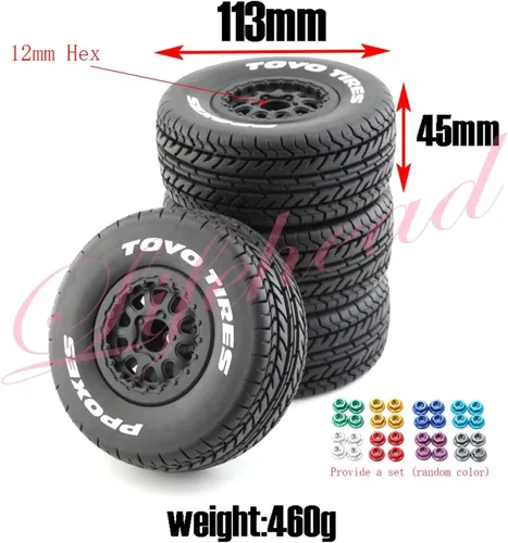 Miniatura 2 de Lifehead 1/10 Neumáticos de camión de curso corto RC para todo terreno, adecuados para TRAXXAS Slash4X4 HuanQi 727 ARRMA SENTON 3S Losi Ford Raptor