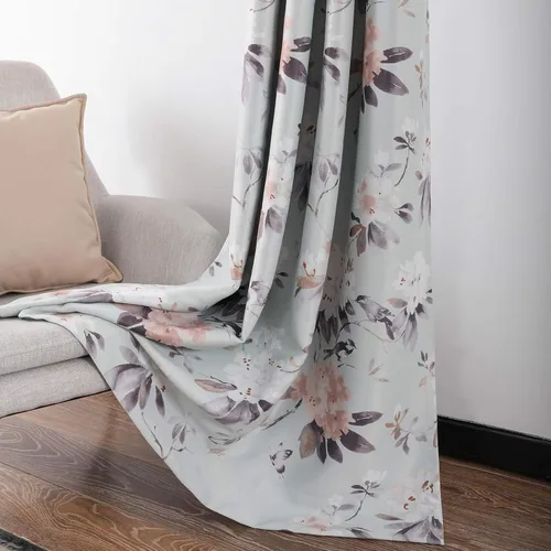 Miniatura 3 de Leeva - Cortinas de ventana para sala de estar, con estampado floral, cortinas de lino texturizado pesado con aislamiento térmico y oscurecimiento