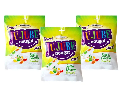 Golden Bonbon Caramelo italiano de turrón agrio de azufaifo, suave y masticable con gomitas afrutadas, receta original de 4.2 onzas (agrio, paquete