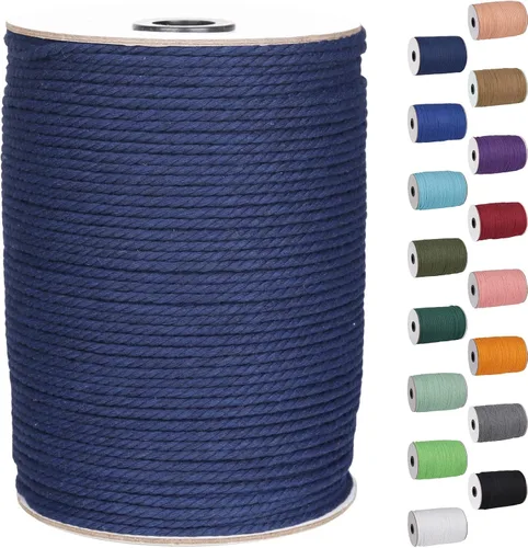 Miniatura 47 de Cordón de macramé de 1/8 pulgadas 220 yardas (200 metros) suministros naturales de macramé, hilo de macramé, cuerda de algodón de color, cuerda