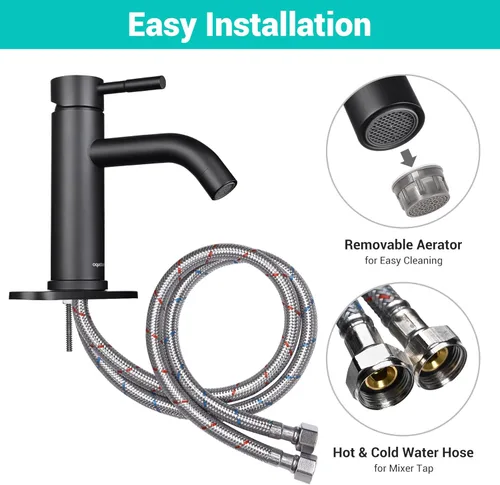 Miniatura 5 de Aquaterior Grifo de lavabo de baño negro mate de una sola manija 1 o 3 agujeros RV lavabo baño vanidad grifo bañera lavabo boho baño grifos CUPC NSF