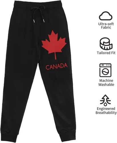 Miniatura 5 de Canada Maple Leaf Men's Joggers Pants with Pockets Athletic Loose-Fit Sweatpants for Workout, Running, Training Black