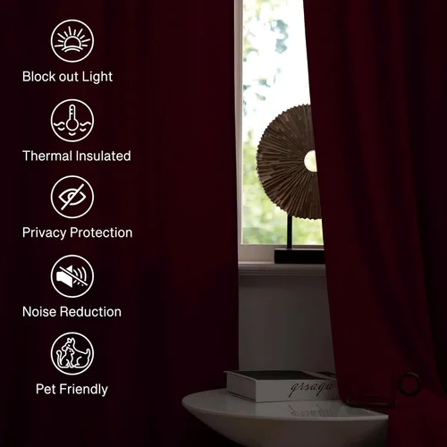 Miniatura 6 de StangH - Cortinas de terciopelo rojo navideño de 96 pulgadas: paneles de ventana grandes resistentes para oscurecer la habitación y mejorar