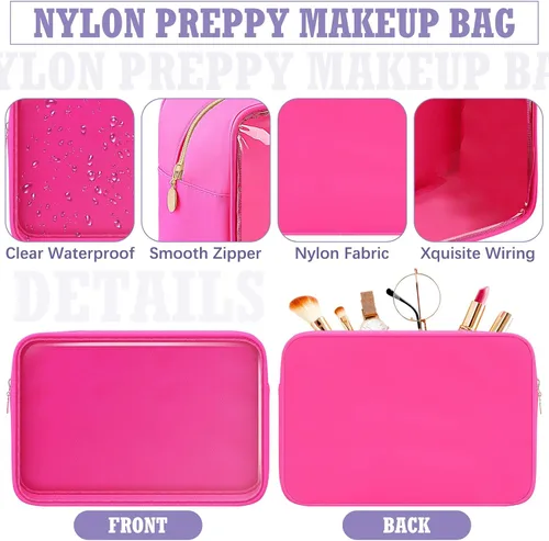 Miniatura 3 de Hushee 4 bolsas de maquillaje de nailon transparente para mujeres, bolsa de cosméticos preparatoria, bolsa de aseo de viaje de PVC, bolsa