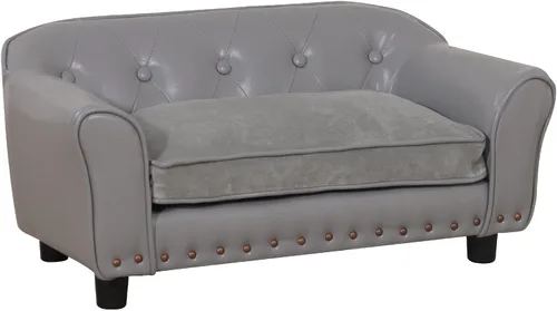 Miniatura 3 de Sofá para perros, cama para cachorros, sofá para gatos, sofá para mascotas, silla para perros, cama pequeña para mascotas, con clavos de cobre y Gris