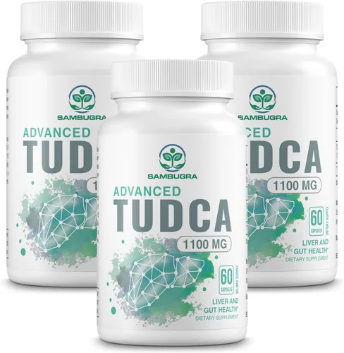 Sambugra TUDCA Suplementos hepáticos de 1100 mg, suplemento TUDCA de sal biliar ultra fuerte probada por terceros, apoyo hepático para limpieza y